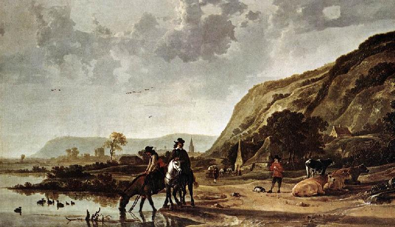 CUYP, Aelbert Large River Landscape with Horsemen fdg Germany oil painting art